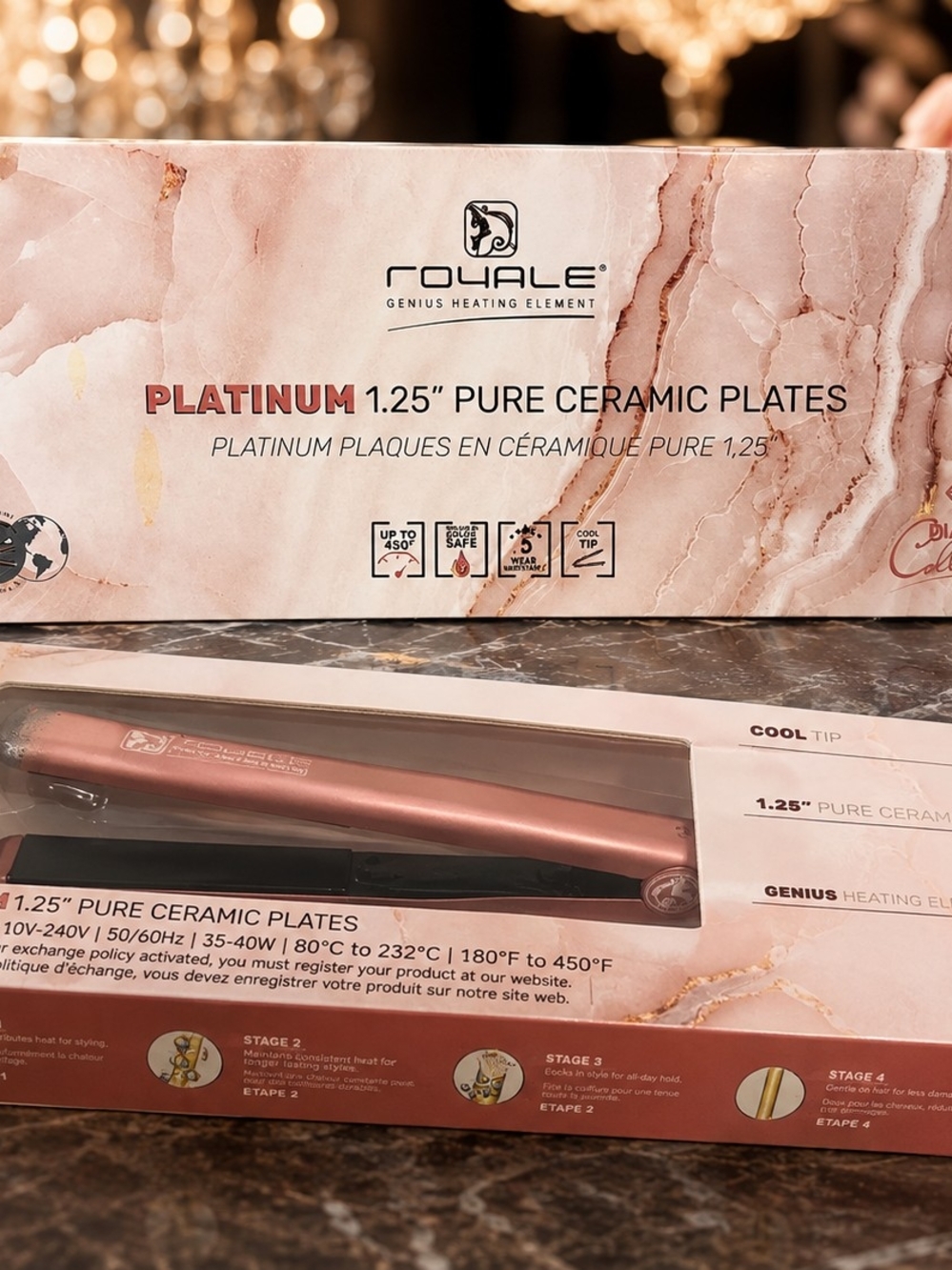 Royale Platinum 1.25" Pure Ceramic Flat Iron in Rose Gold